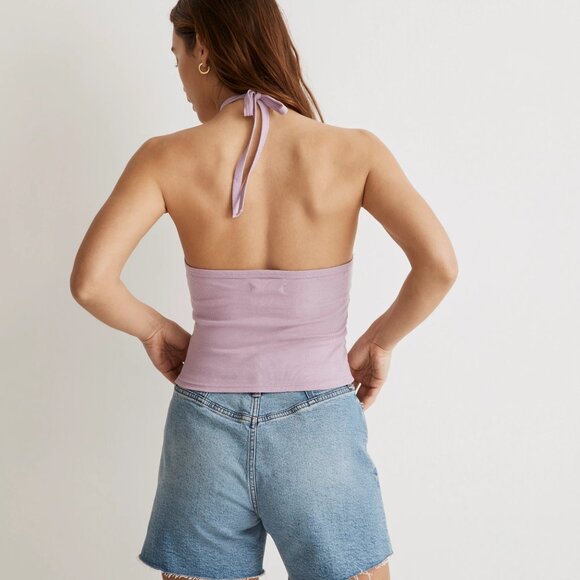 [NWT] Madewell Ribbed Cotton Halter Top in Lilac - Picture 4 of 5